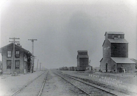 Railroad Depot and Grain Elevators, Ellendale Minnesota, 1900's
