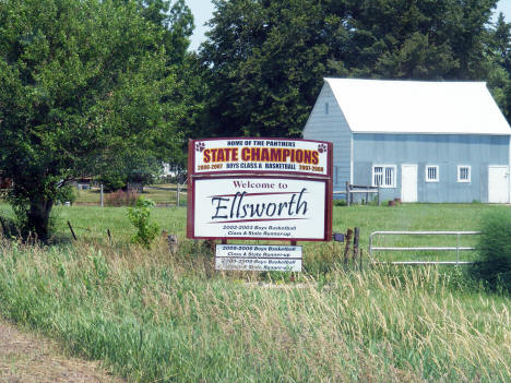Welcome sign, Ellsworth Minnesota, 2012