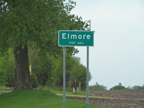 Population sign, Elmore Minnesota, 2014