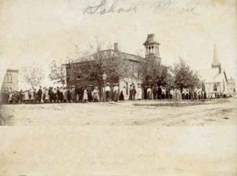 Elmore School and Methodist Church, Elmore Minnesota, 1900