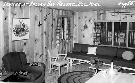 Lounge at Balsam Bay Resort near Ely Minnesota, 1955