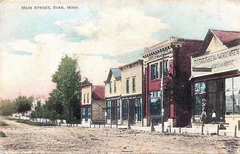 Main Street, Evan Minnesota, 1911