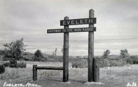 Eveleth Road Sign, Eveleth Minnesota, 1940's