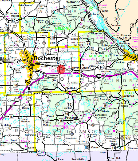 Minnesota State Highway Map of the Eyota Minnesota area