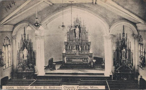Interior of St. Andrews Church, Fairfax Minnesota, 1914