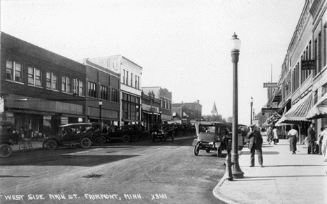 West side of Main Street, Fairmont Minnesota, 1920's