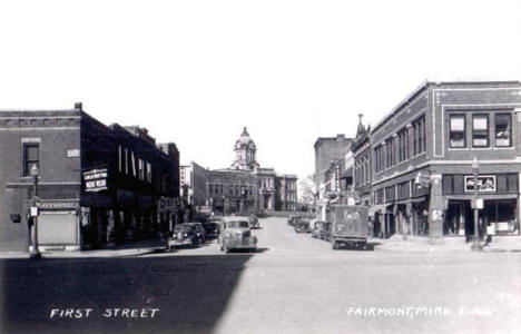 View of First Street, Fairmont Minnesota, 1940's