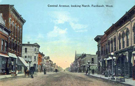 Central Avenue looking north, Faribault Minnesota, 1914