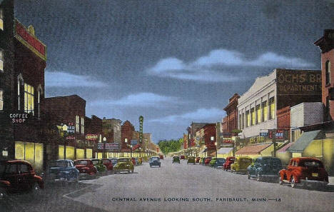 Central Avenue looking south, Faribault Minnesota, 1940's