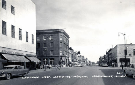 Central Avenue looking north, Faribault Minnesota, 1950's