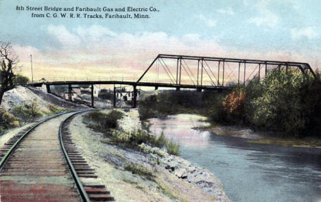 8th Street Bridge and Faribault Gas and Electric Company, Faribault Minnesota, 1916