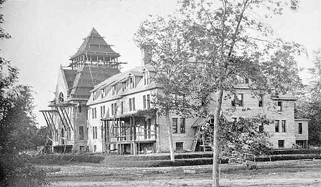 Seabury Divinity Hall under construction, Faribault Minnesota, 1873