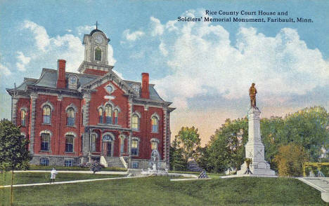Rice County Court House and Soldiers Memorial Monument, Faribault Minnesota, 1910