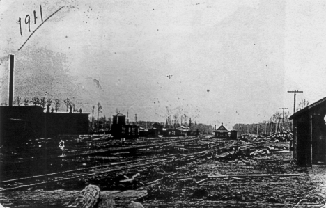 Soo Line depot and railroad yards, Federal Dam Minnesota, 1911