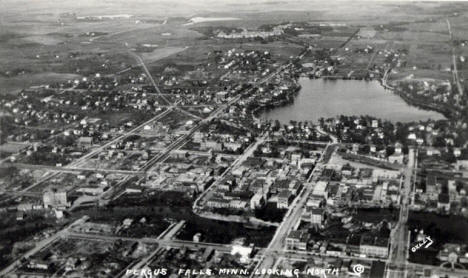 Aerial view, Fergus Falls Minnesota looking north, 1920's