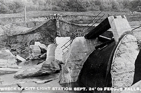 City Light Station after dam collapsed, Fergus Falls Minnesota, 1909