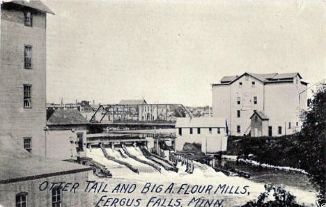 Otter Tail and Big A Flour Mills, Fergus Falls Minnesota, 1910's?