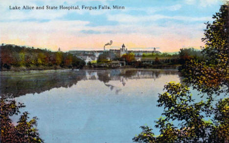 Lake Alice and State Hospital, Fergus Falls Minnesota, 1910's