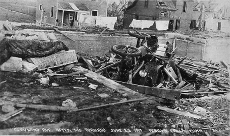 Cleveland Avenue after the tornado, Fergus Falls Minnesota, 1919