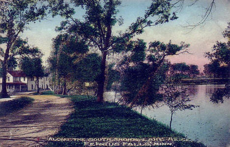 Along the south shore of Lake Alice, Fergus Falls Minnesota, 1920's?