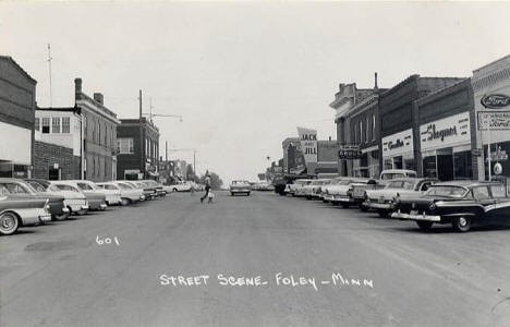 Street scene, Foley Minnesota, late 1950's