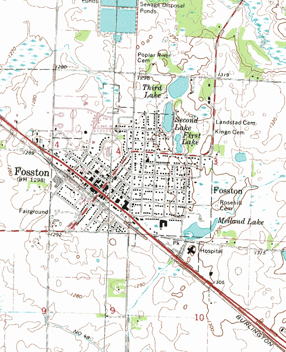 Topographic map of the Fosston Minnesota area