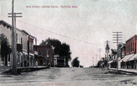 Main Street looking south, Fountain Minnesota, 1910's