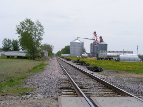 Railroad tracks and grain elevators, Frost Minnesota, 2014