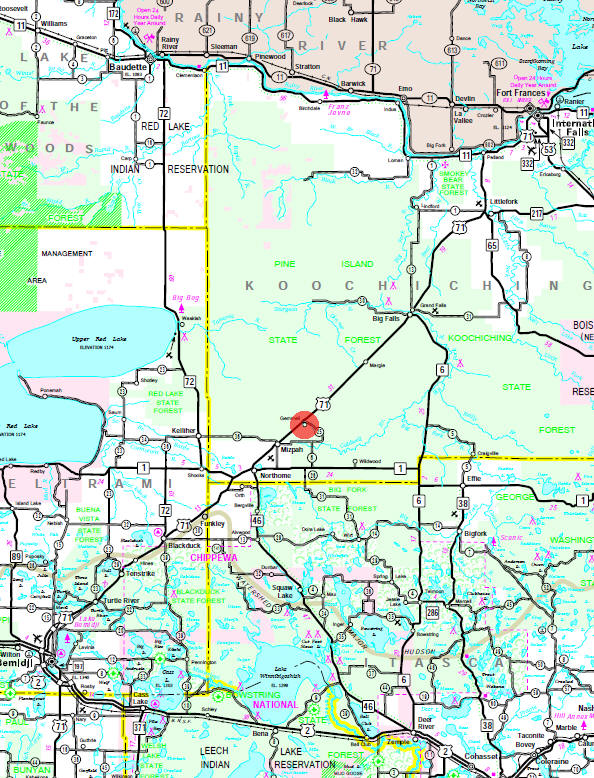 Minnesota State Highway Map of the Gemmell Minnesota area