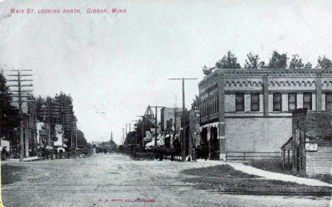 Main Street looking north, Gibbon Minnesota, 1907