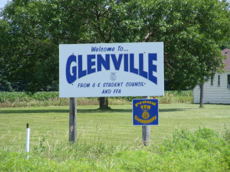 Welcome sign, Glenville Minnesota, 2010