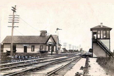 Northern Pacific and Great Northern Depot in Glyndon Minnesota, 1915