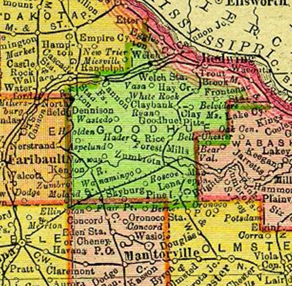 1895 Map of the Goodhue County Minnesota area