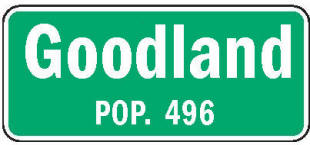 Goodland Minnesota population sign