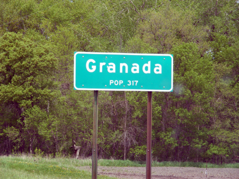 Population sign, Granada Minnesota, 2014