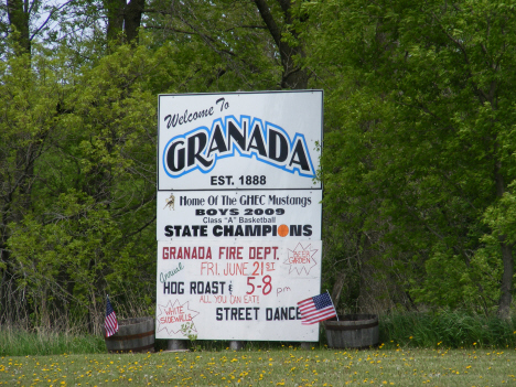 Welcome sign, Granada Minnesota, 2014