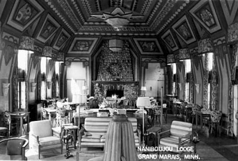 Interior, Naniboujou Lodge near Grand Marais Minnesota, 1950
