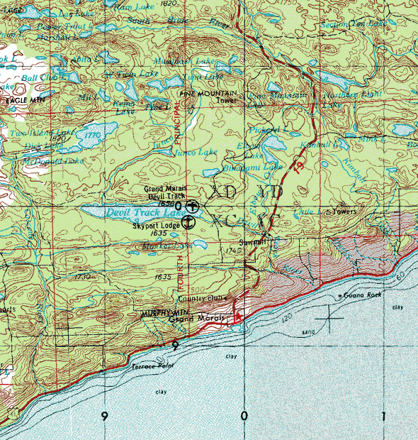 Topographic map of the Grand Marais Minnesota area