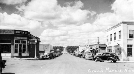 Looking west down Main Street in Grand Marais, 1948