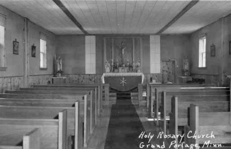 Interior, Holy Rosary Church, Grand Portage Minnesota, 1940's