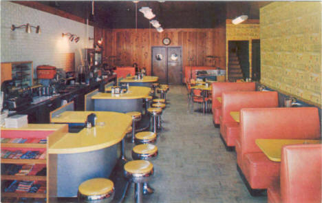 Interior view of Mickey's Cafe, located across from the Great Northern Depot in Grand Rapids, Minnesota, 1950's