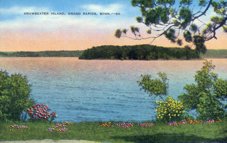 Drumbeater Island in Lake Pokegama, Grand Rapids Minnesota, 1940's