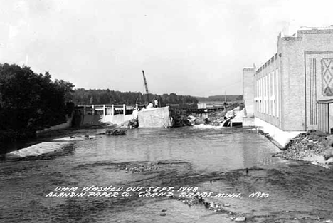 Dam washed out at Blandin Paper Company, Grand Rapids Minnesota, 1948