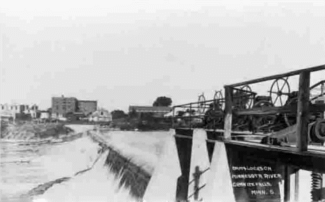 Dam and Locks on the Minnesota River, Granite Falls Minnesota, 1910's