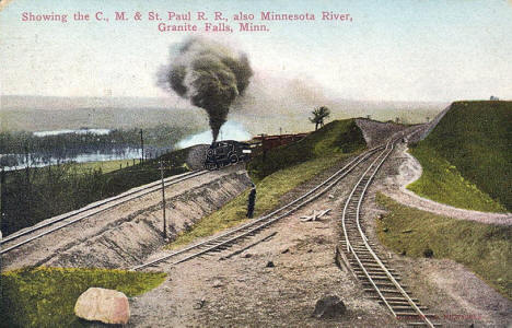 C. M. & St. Paul Railroad and Minnesota River, Granite Falls Minnesota, 1914