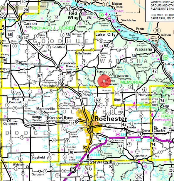 State Highway Map of the Hammond Minnesota area