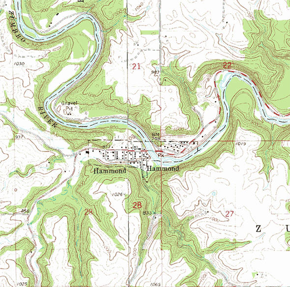 Topographic map of the Hammond Minnesota area