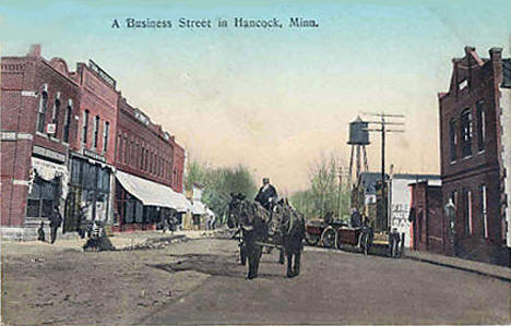 Business Street in Hancock Minnesota, 1900's