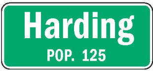 Harding Minnesota population sign
