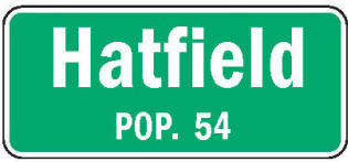 Hatfield Minnesota population sign